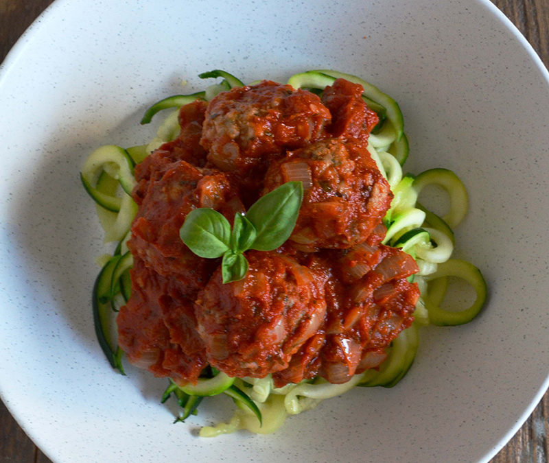 Italian Herb Meatballs with Zoodles